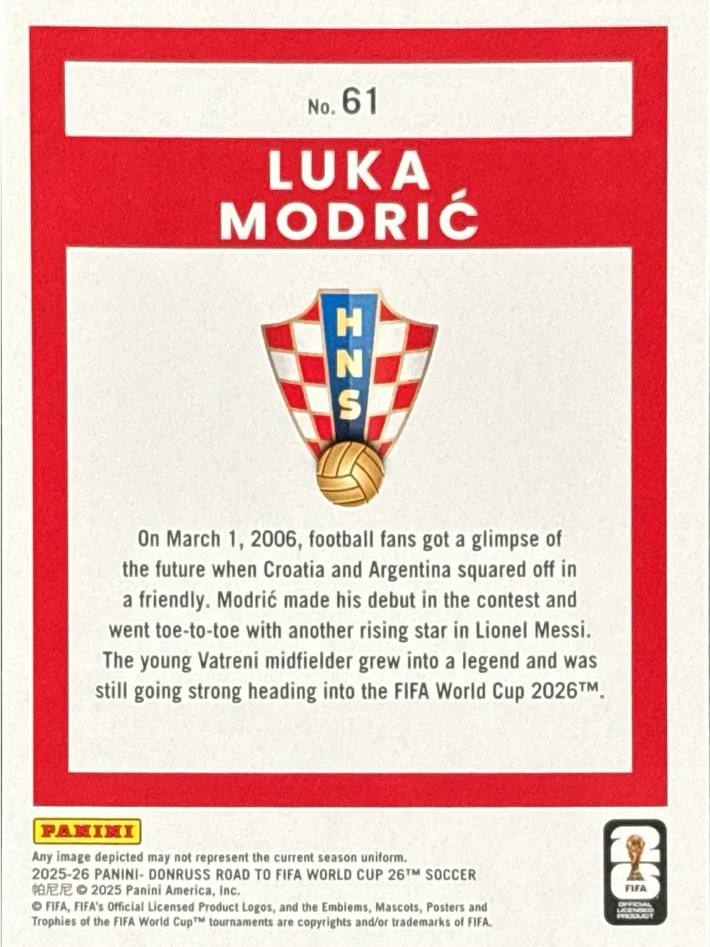 Panini Donruss Luka Modrić FIFA World Cup Trading Card